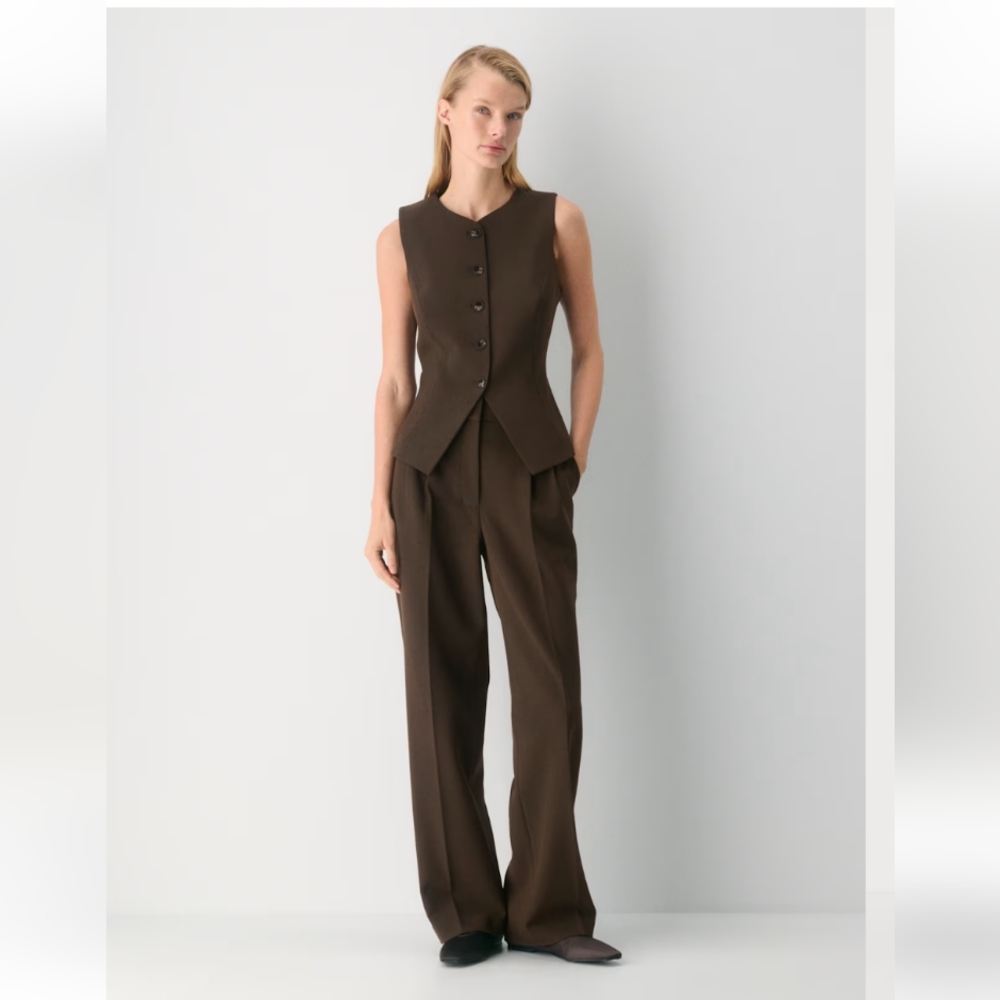 Aritzia Wilfred Effortless Pants, Ressential Fabric, Heather Rich Cocoa, Size 2